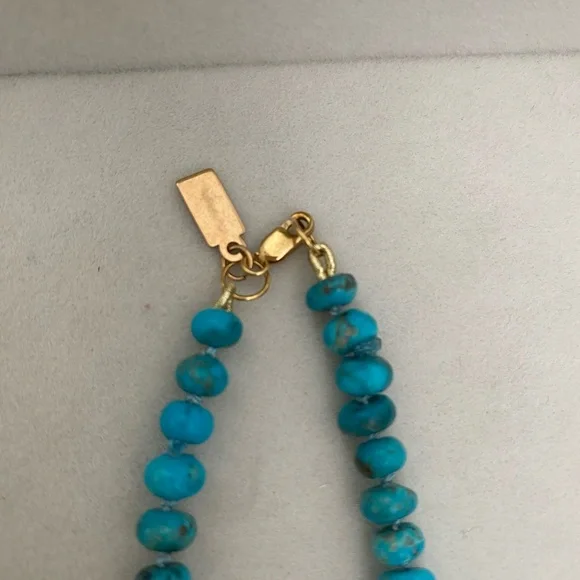 Turquoise Bead Necklace with Silk Thread Hand Knotted - Picture 6 of 8